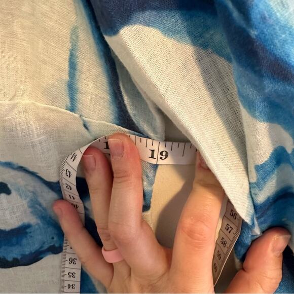 Chico’s Blue White Linen Printed Tunic Top Small - Picture 6 of 11